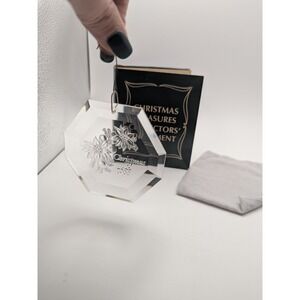 Vtg Christmas Treasures Collectors Ornament 1988 Acrylic Etched Poinsettia Joy